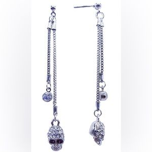 Silver-Tone Skull Dangle Earrings